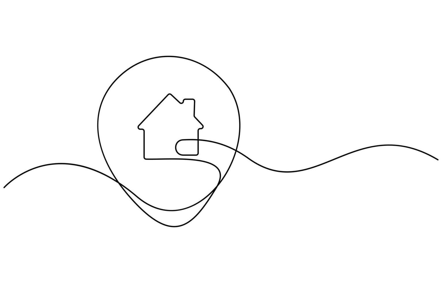 continuous line drawing of house building Symbol home architecture vector