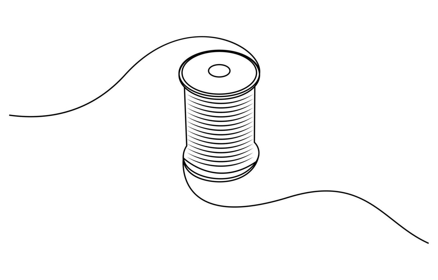 Single one line drawing Needle spool of thread button Design vector
