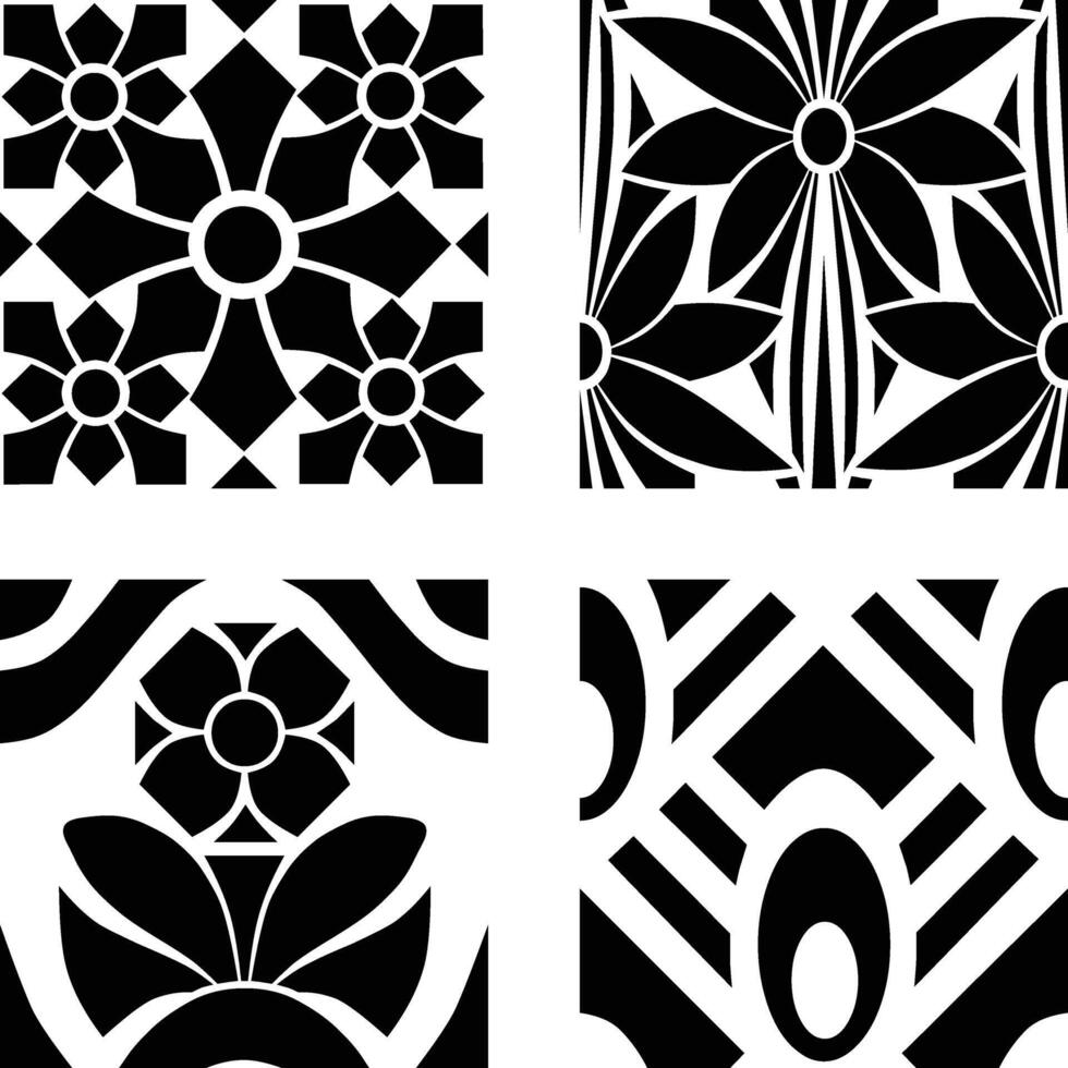 Unique Floral Seamless Pattern Design Set vector