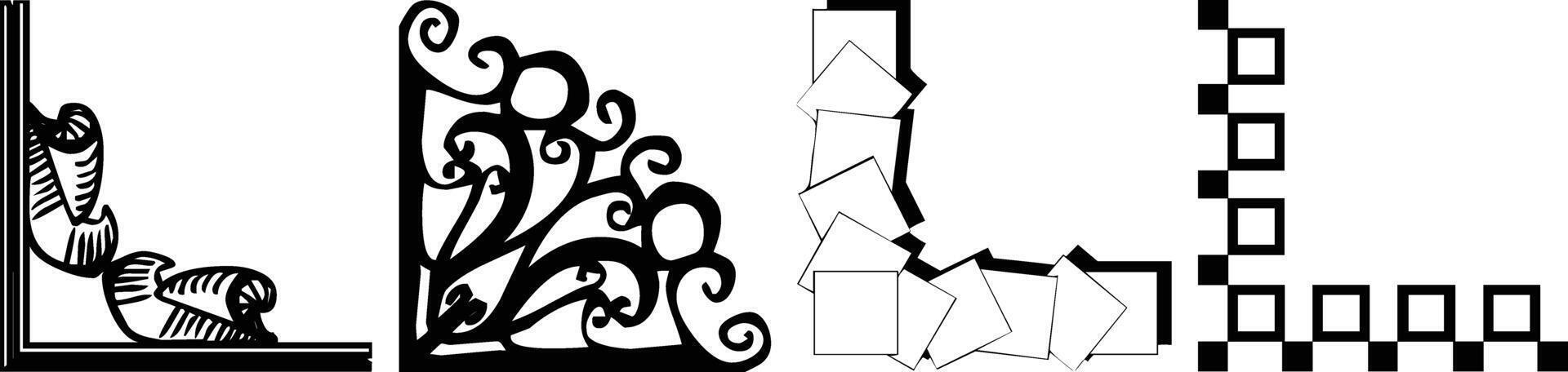 a set of decorative elements in black and white vector