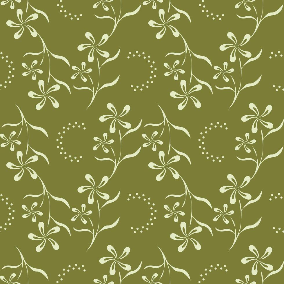 Gentle Floral Pattern Floral With Dot Geometric Seamless Pattern Abstract Flower And Leaf For Prints. vector