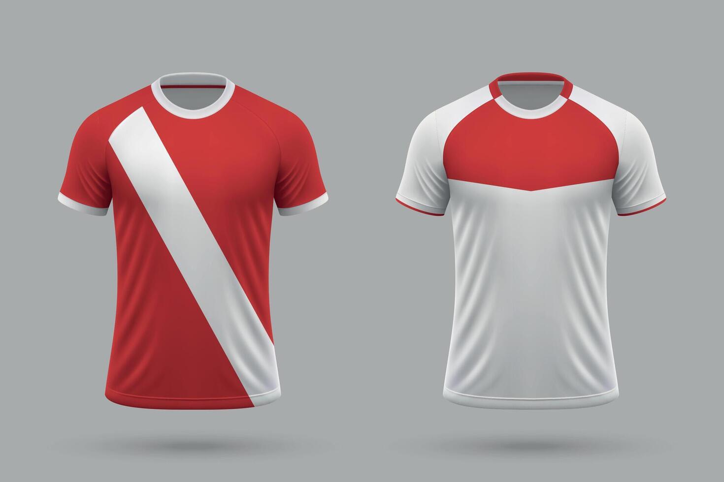 3d realistic soccer home and away jersey in Argentinos Juniors style, football kit template vector