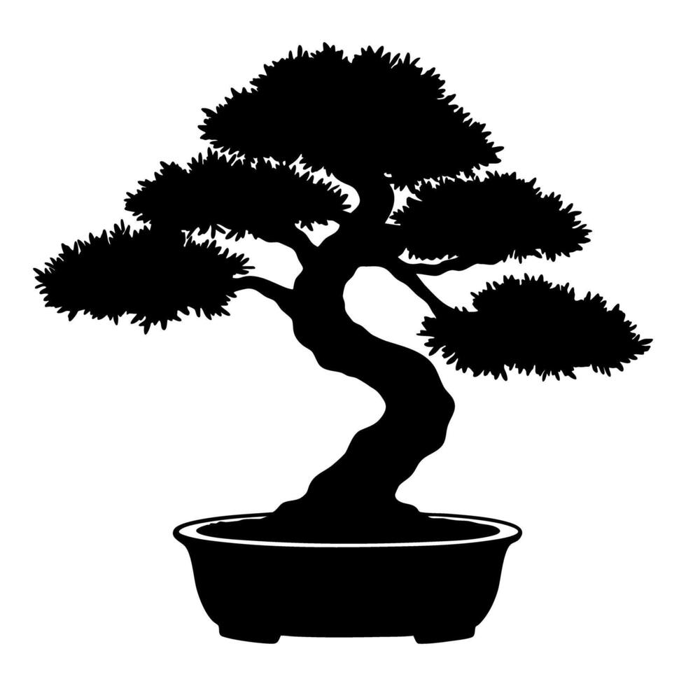 silhouette of bonsai growing in pot icon symbol. illustration vector