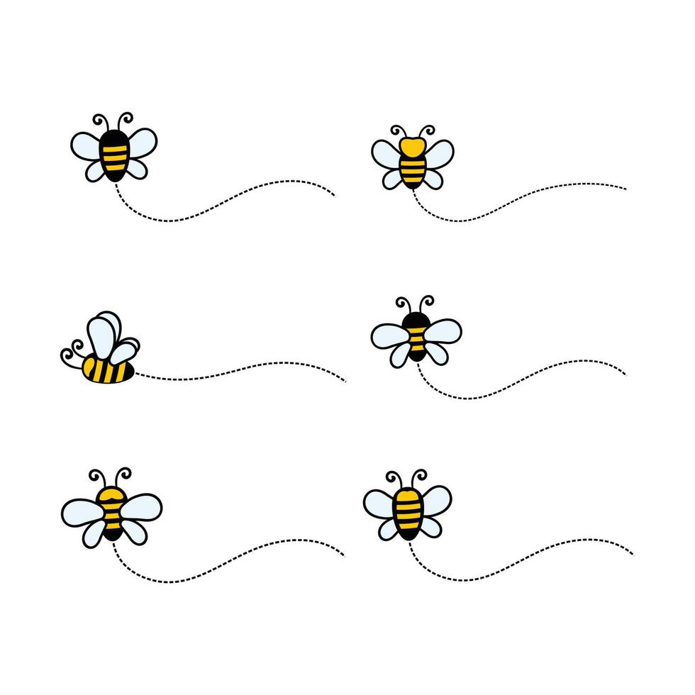 Set of Funny Bee, Cute Bee and Honey Character Logo vector