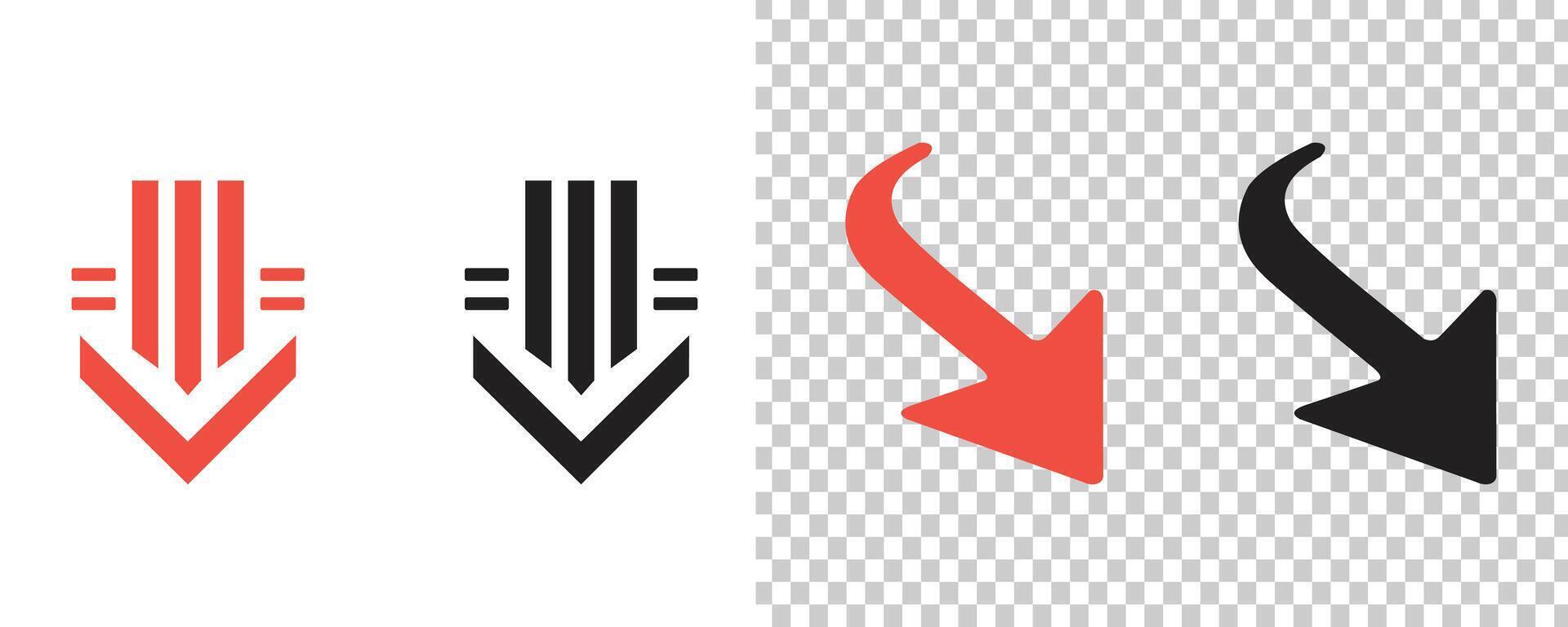 A set of three download icons. vector