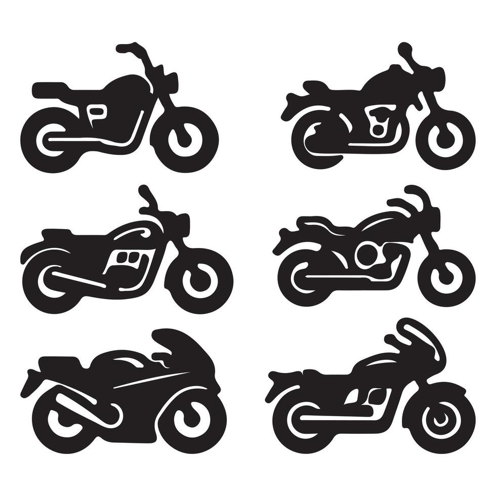 Set of monochrome motorcycle elements. Isolated on white background vector