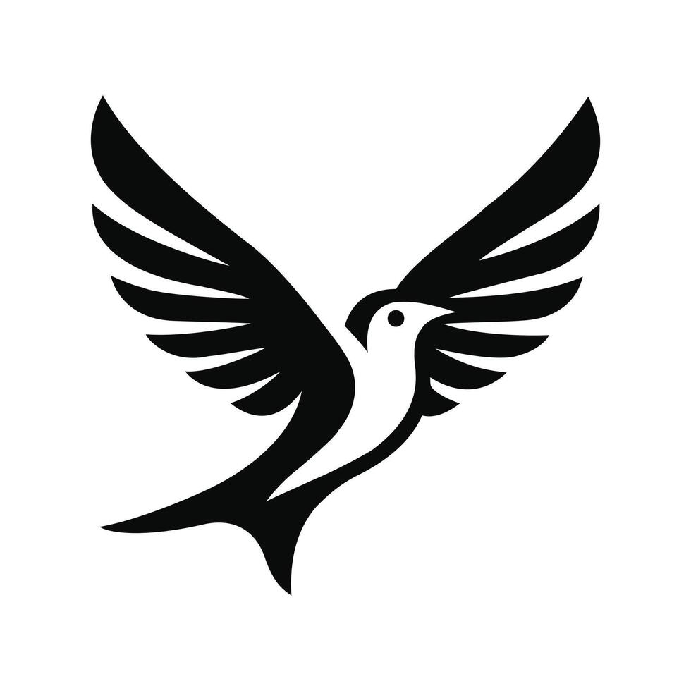 Flying bird icon. Black and white illustration isolated on white background. vector