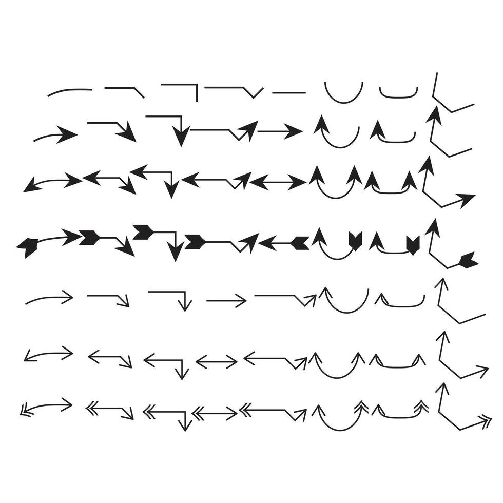 Diverse Set of Black Arrows for Graphic Design vector
