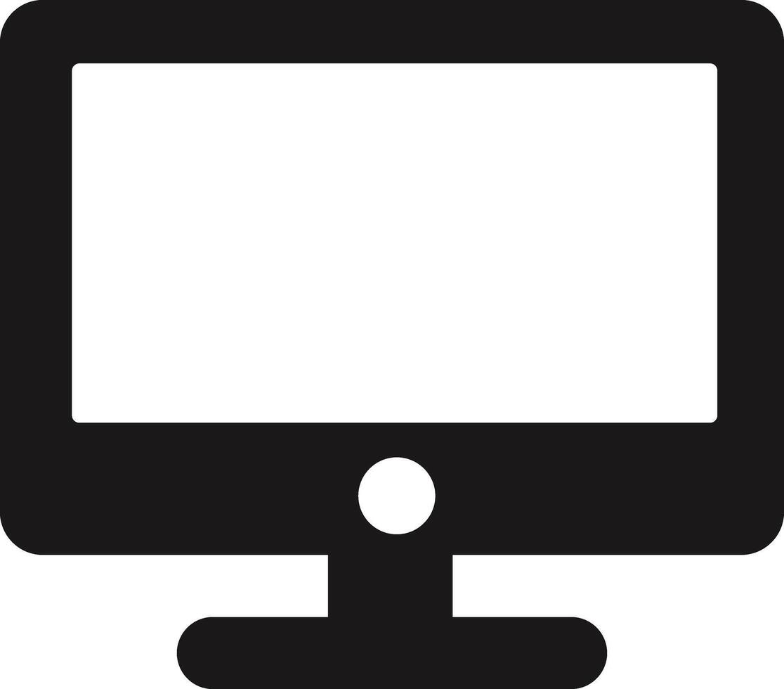 Black and White Computer Monitor Icon vector