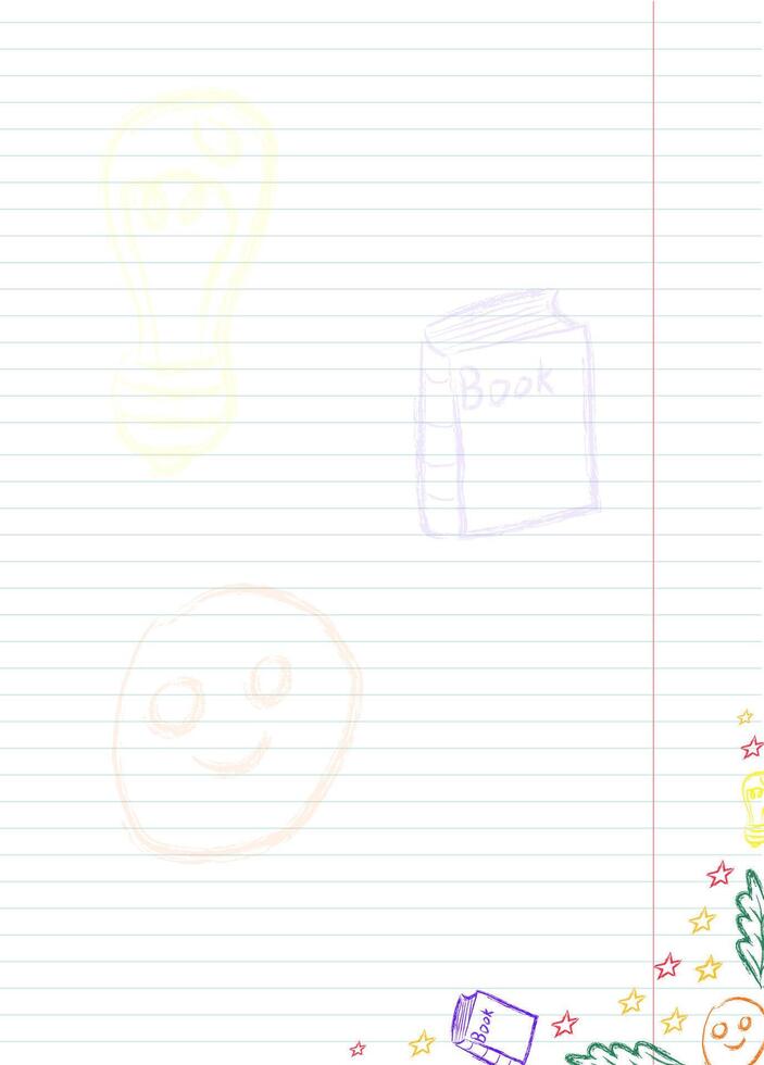 blank sheet of paper with school doodles drawn with colored chalk vector