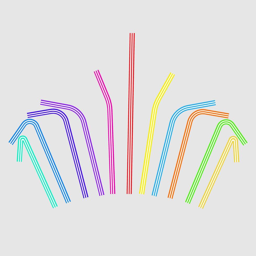 colored drinking straws vector