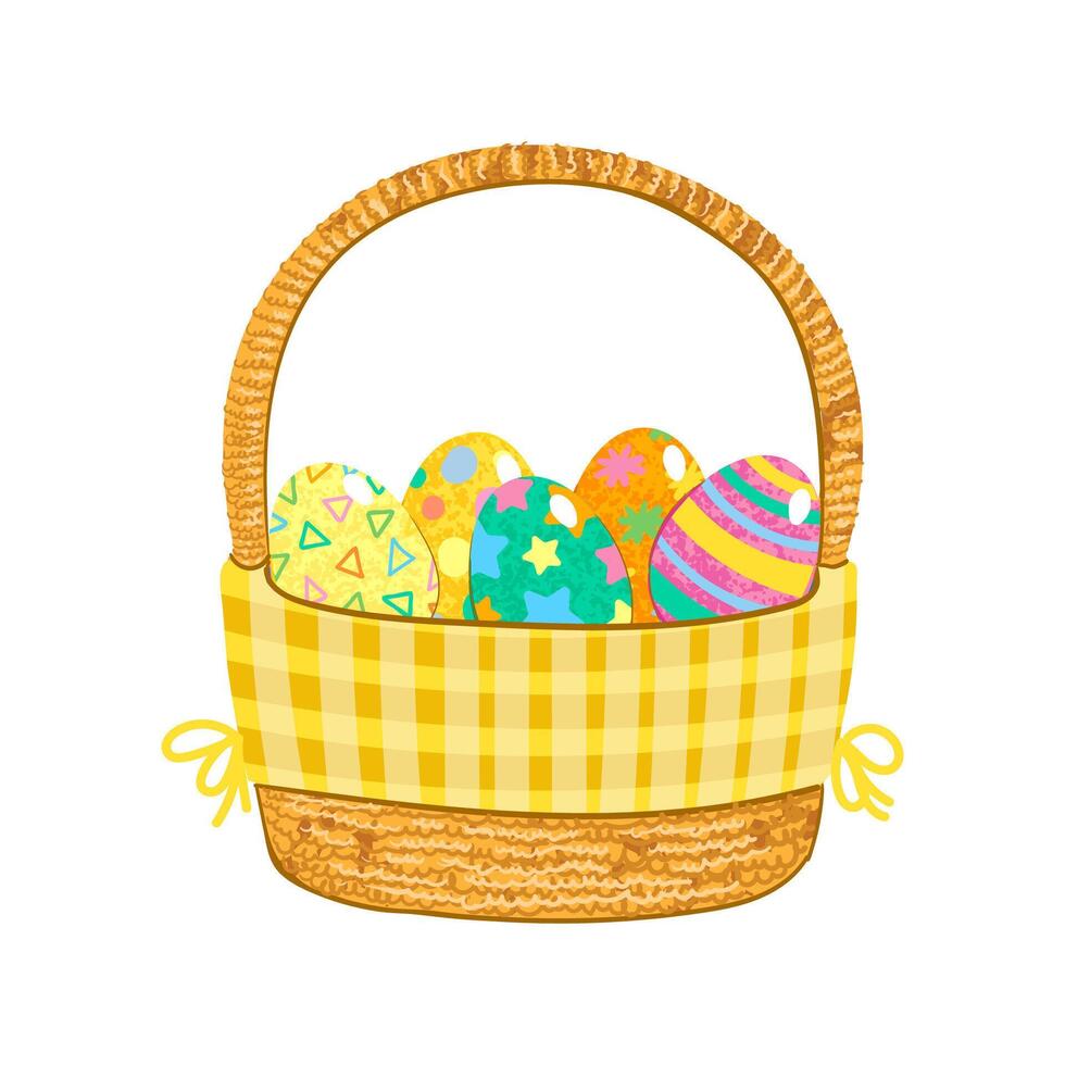 Colorful Illustration of Easter Egg Basket Isolated on White Background vector