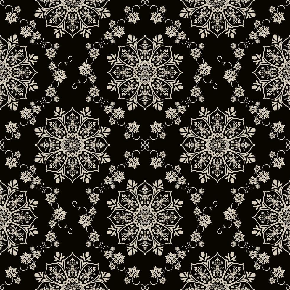 African boho paisley Floral Ikat pattern embroidery border. Ethnic ikat floral Ethnic Indian Pattern vector