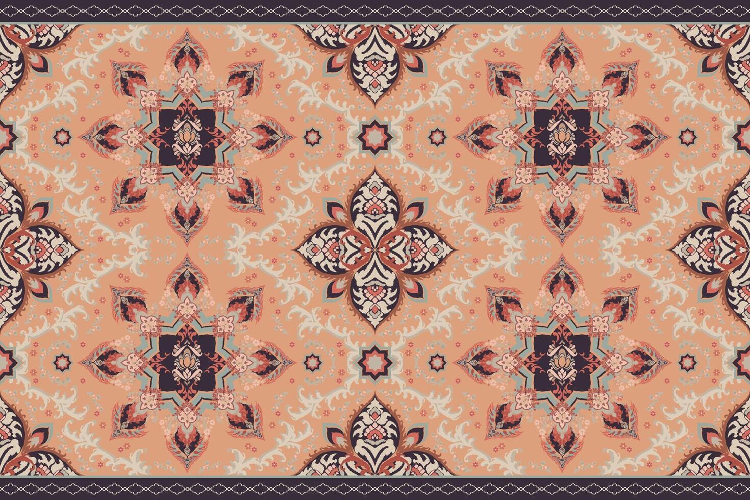 illustration carpet rectangular painting floor covering retro classic style fine pattern. vector