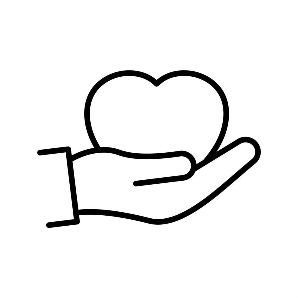 hands holding heart or love Icon. Symbol isolated white background. illustration. color editable. vector