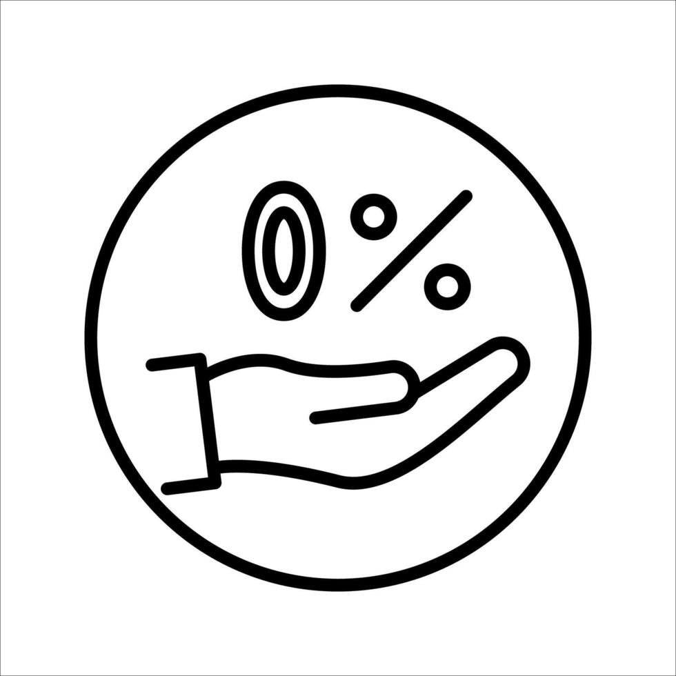 Hand holding up zero percent Icon. Symbol isolated white background. illustration. color editable. vector