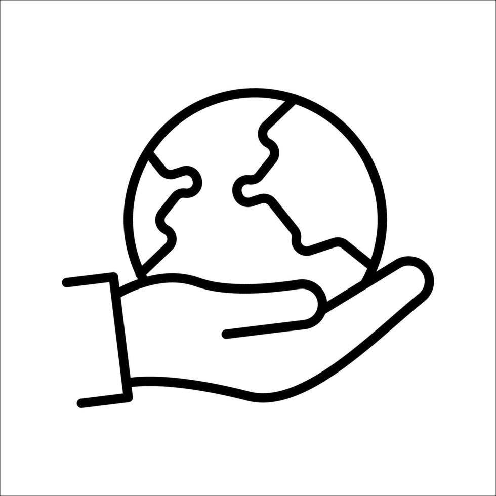 hand hold globe Icon. Symbol isolated white background. illustration. color editable. vector