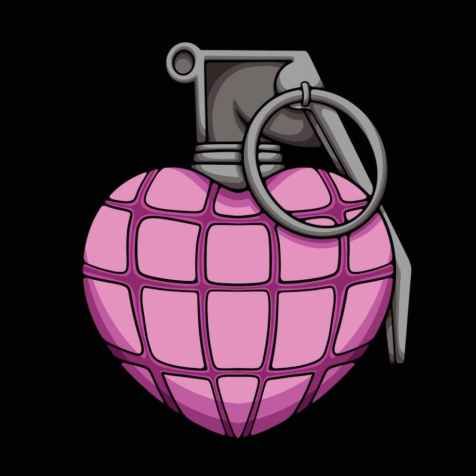 Heart Hand Grenade illustration vector