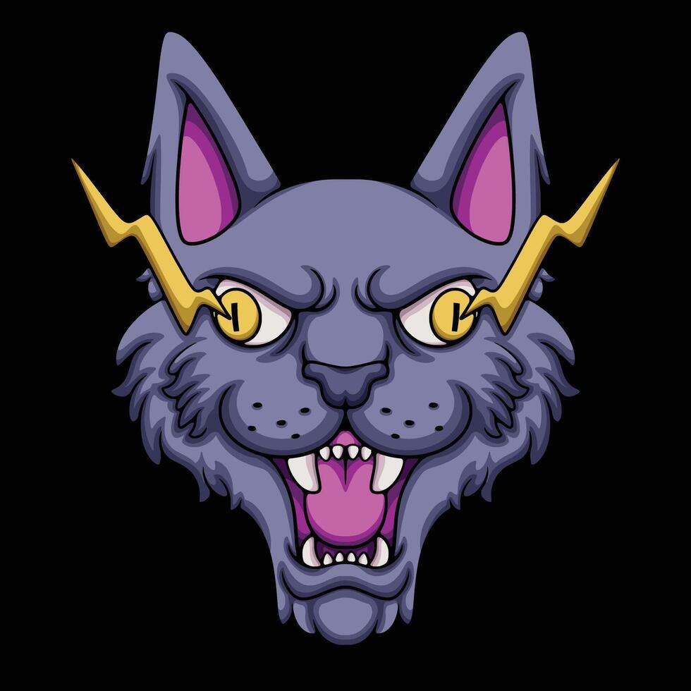 mythical cat illustration vector