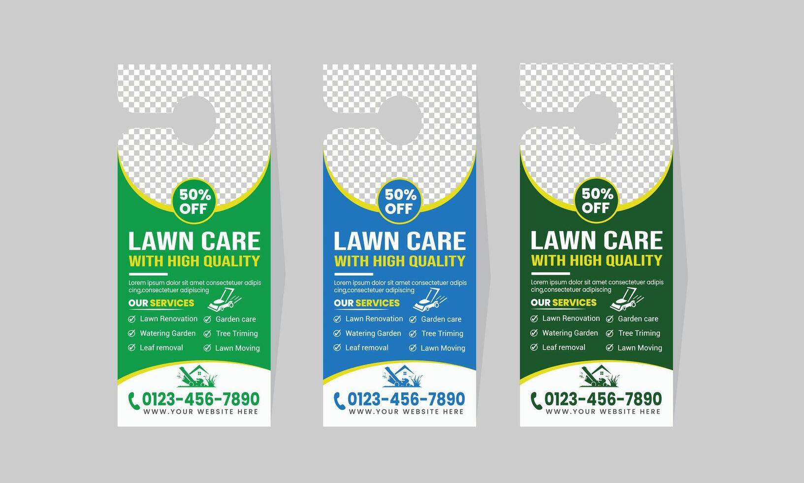 Lawn Maintenance door hanger template ,hotel knob design,best lawn care Service door hanger template Design vector