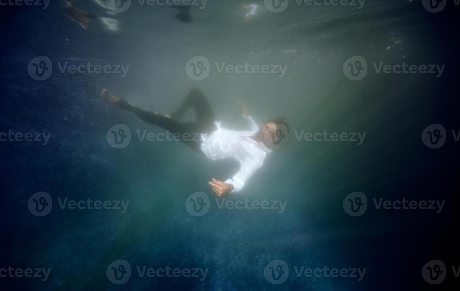 Man drowning in swimming pool photo