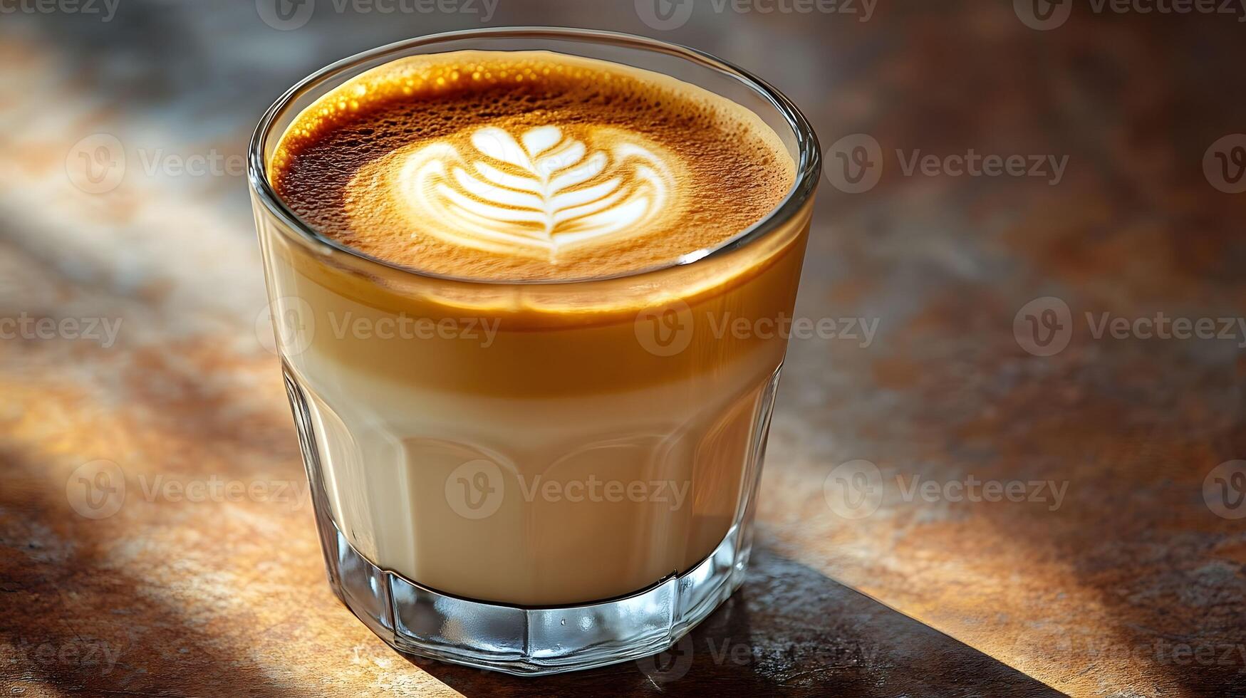 Artisan Latte with Beautiful Latte Art photo