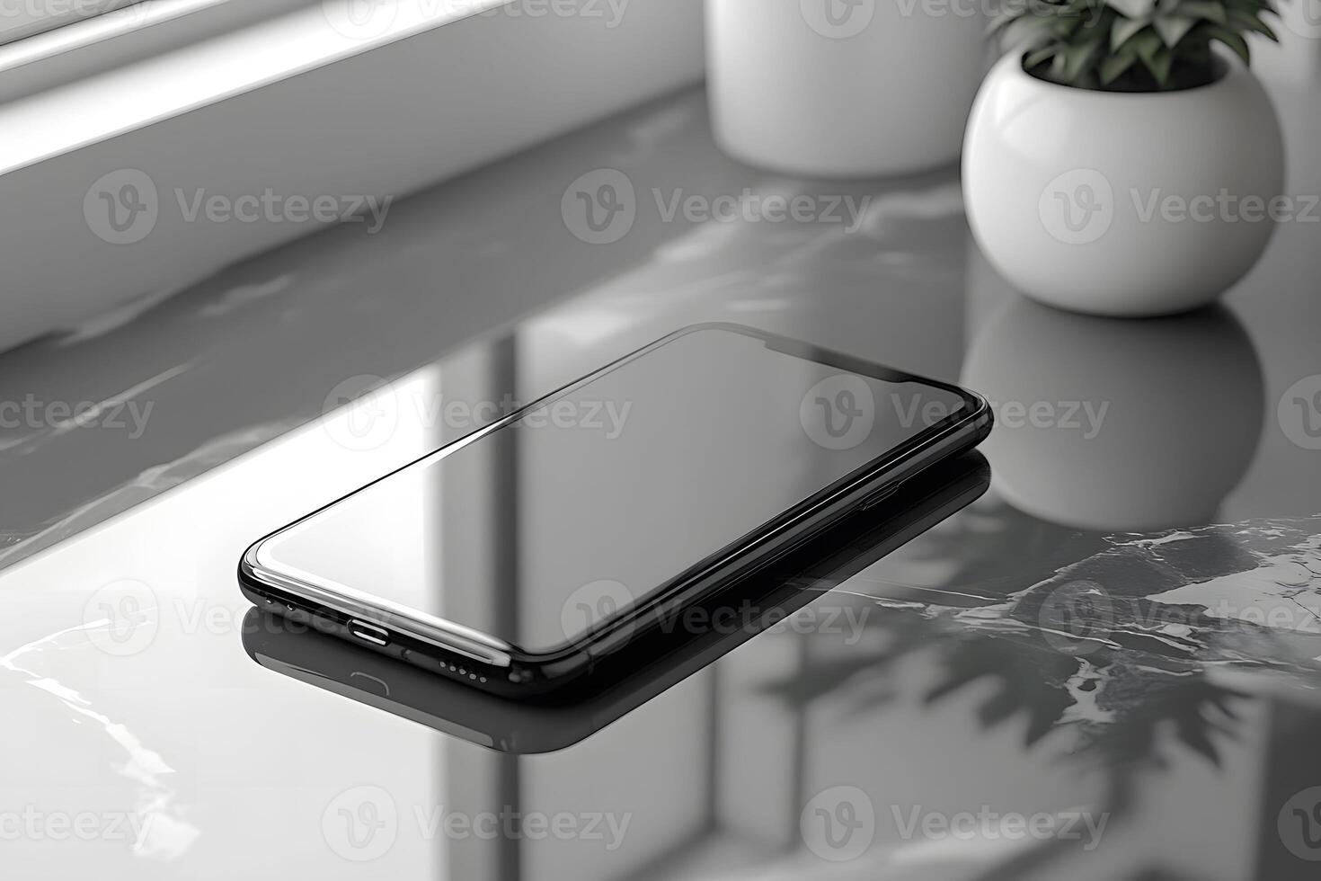 Modern Smartphone on Elegant Marble Surface photo