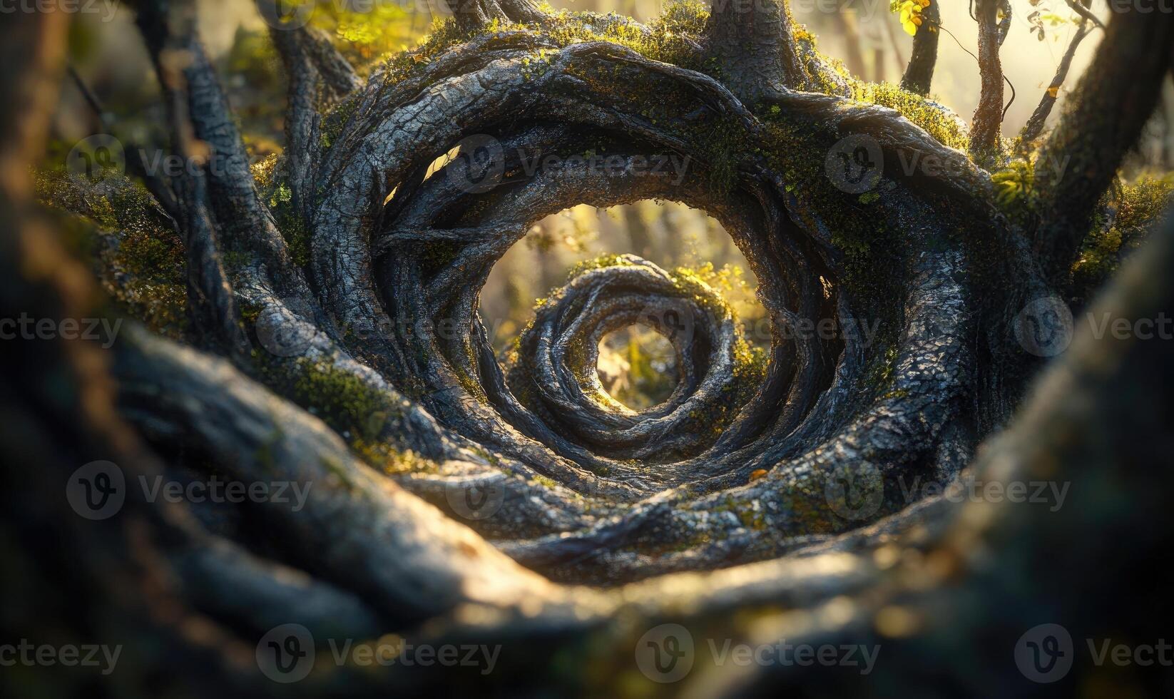 A large tree trunk with a hole in the middle photo