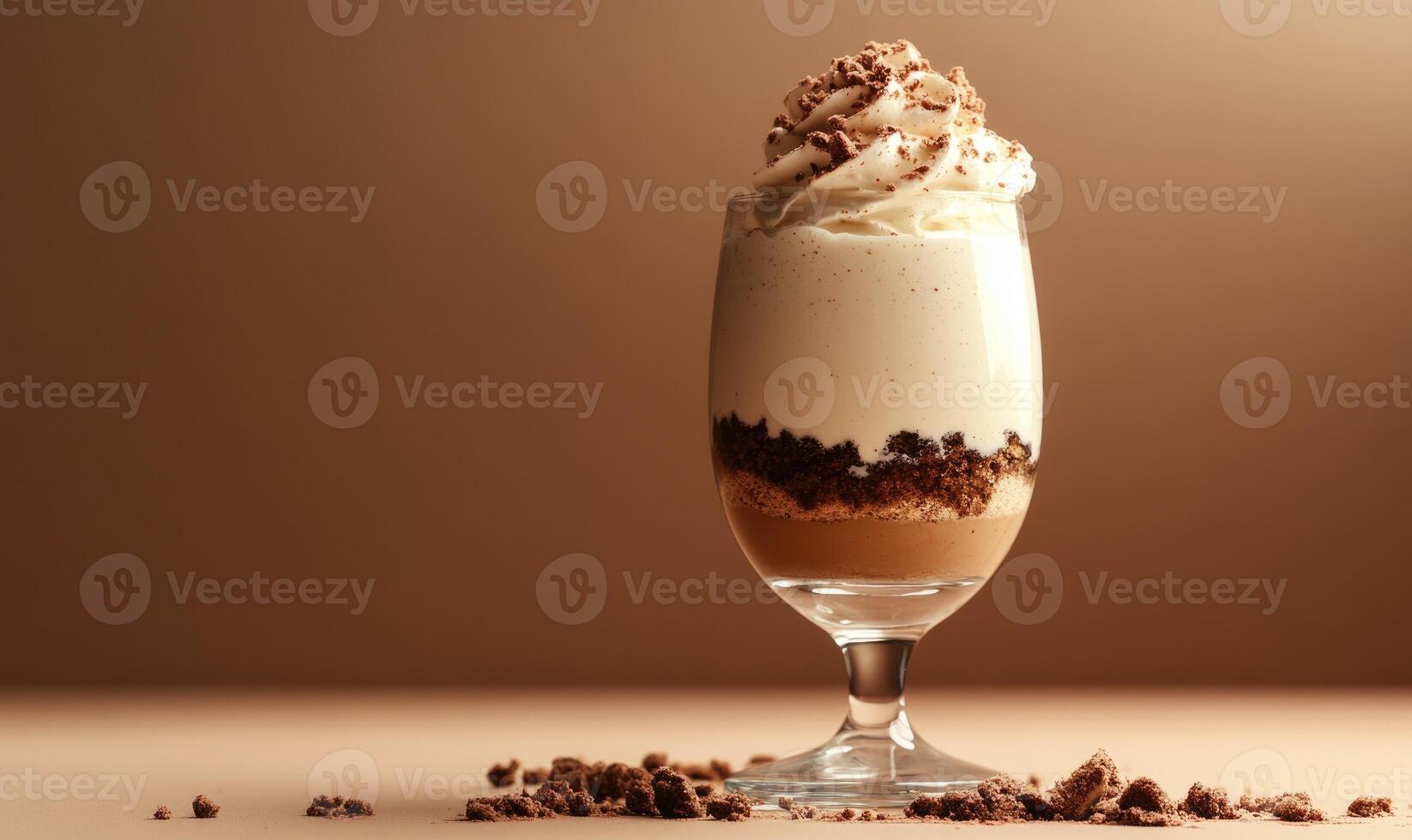 A glass of chocolate ice cream with whipped cream on top photo