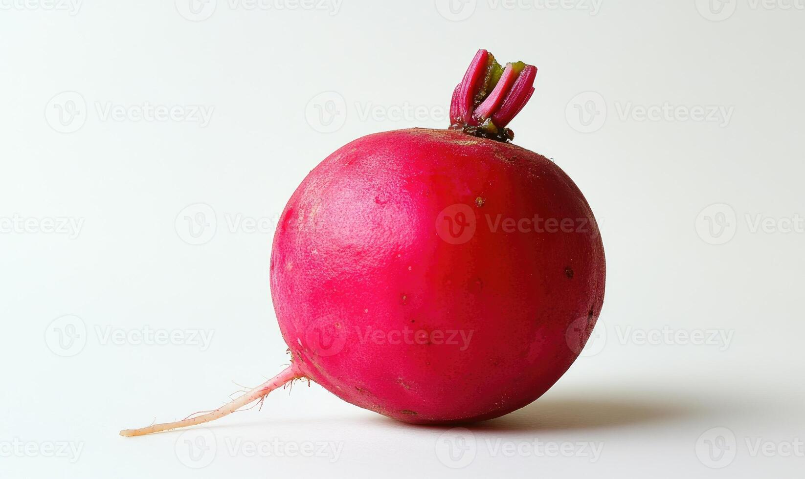 A red radish with a green stem photo
