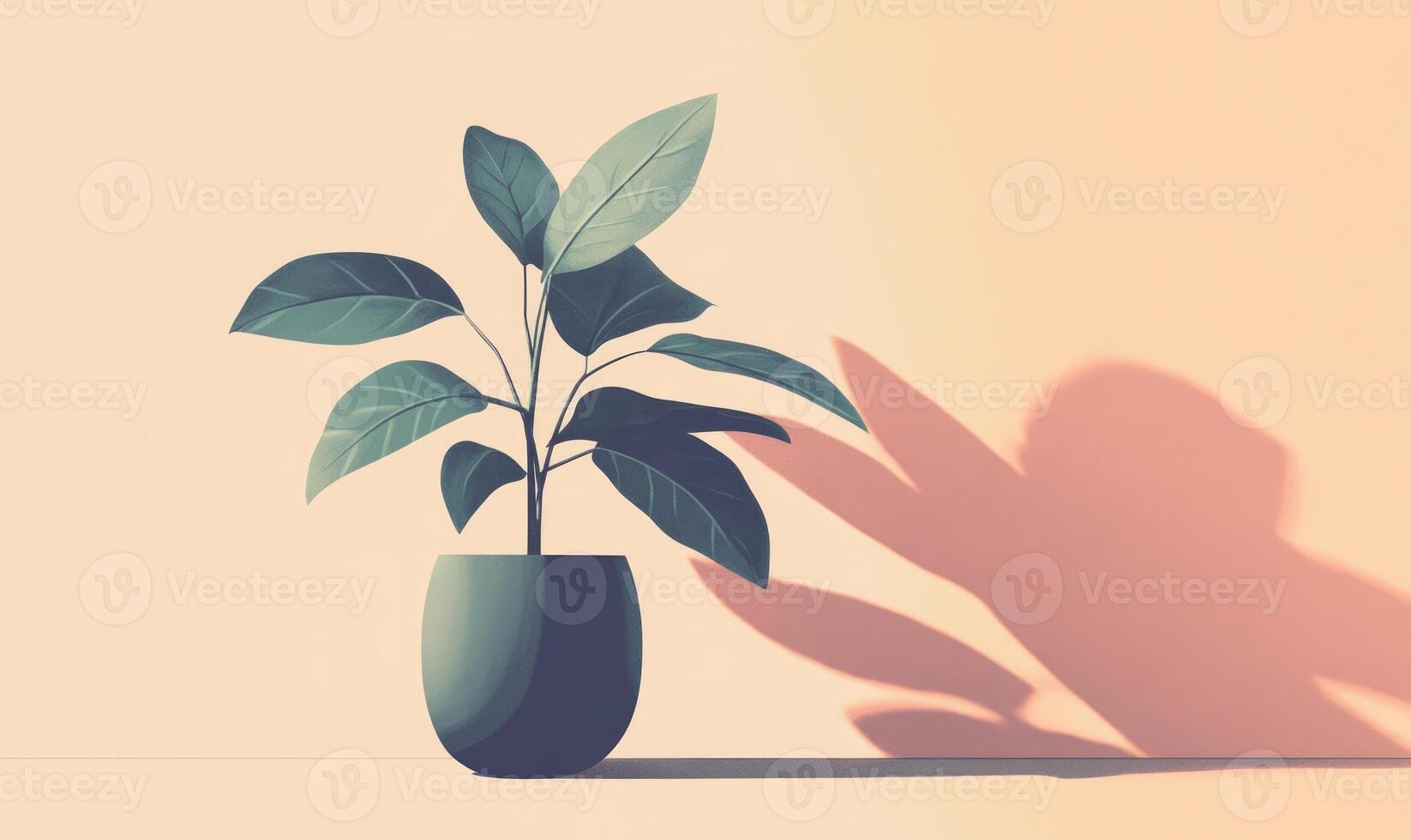 A potted plant is sitting on a table photo