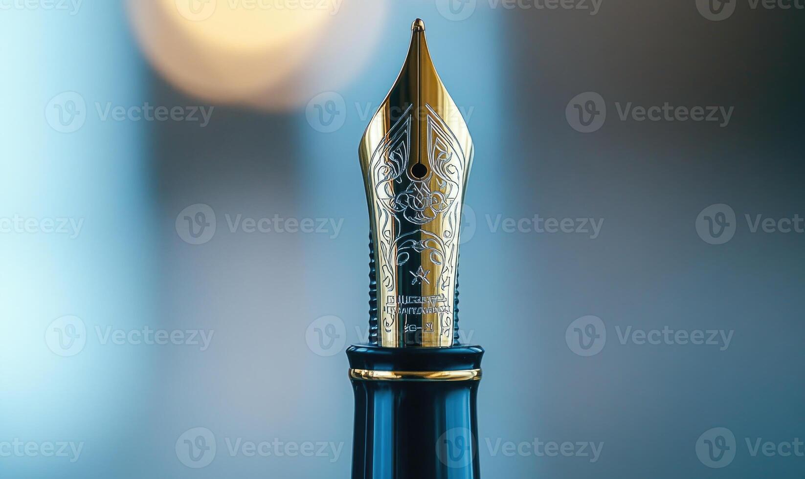 A pen with a gold tip is shown in the image photo