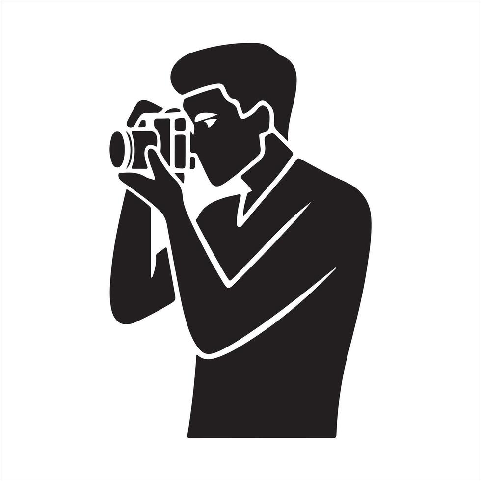Photographer taking a picture in silhouette vector
