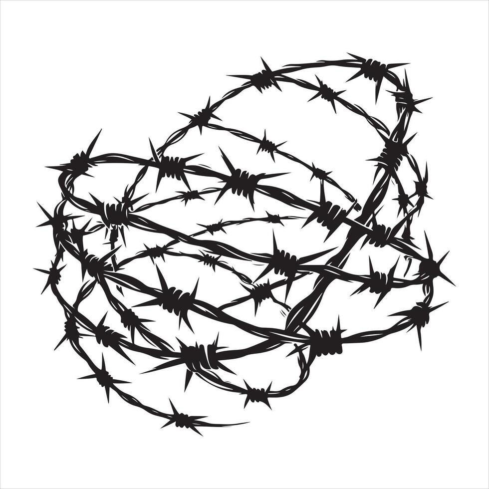 Barbed wire silhouette on white background vector