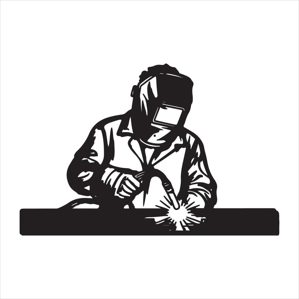 Welder at Work A Silhouette Metal Fabrication vector
