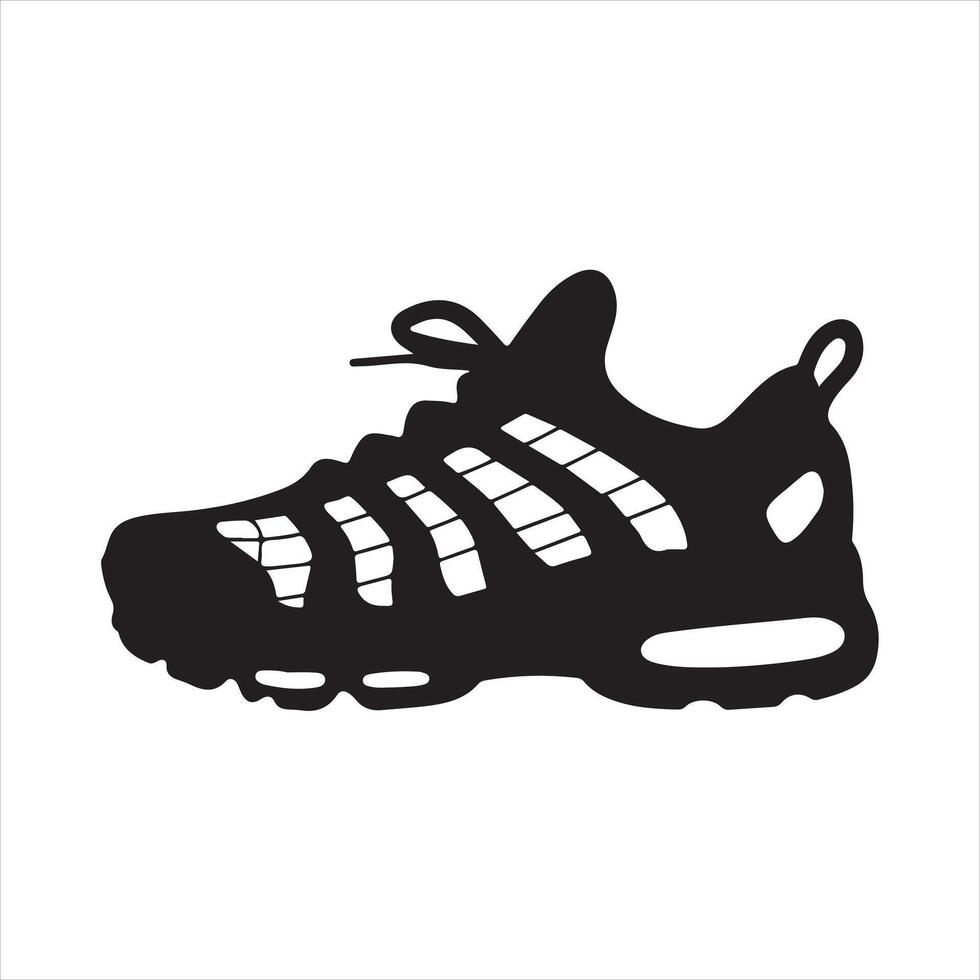 Black and White sport shoe in a Silhouette vector
