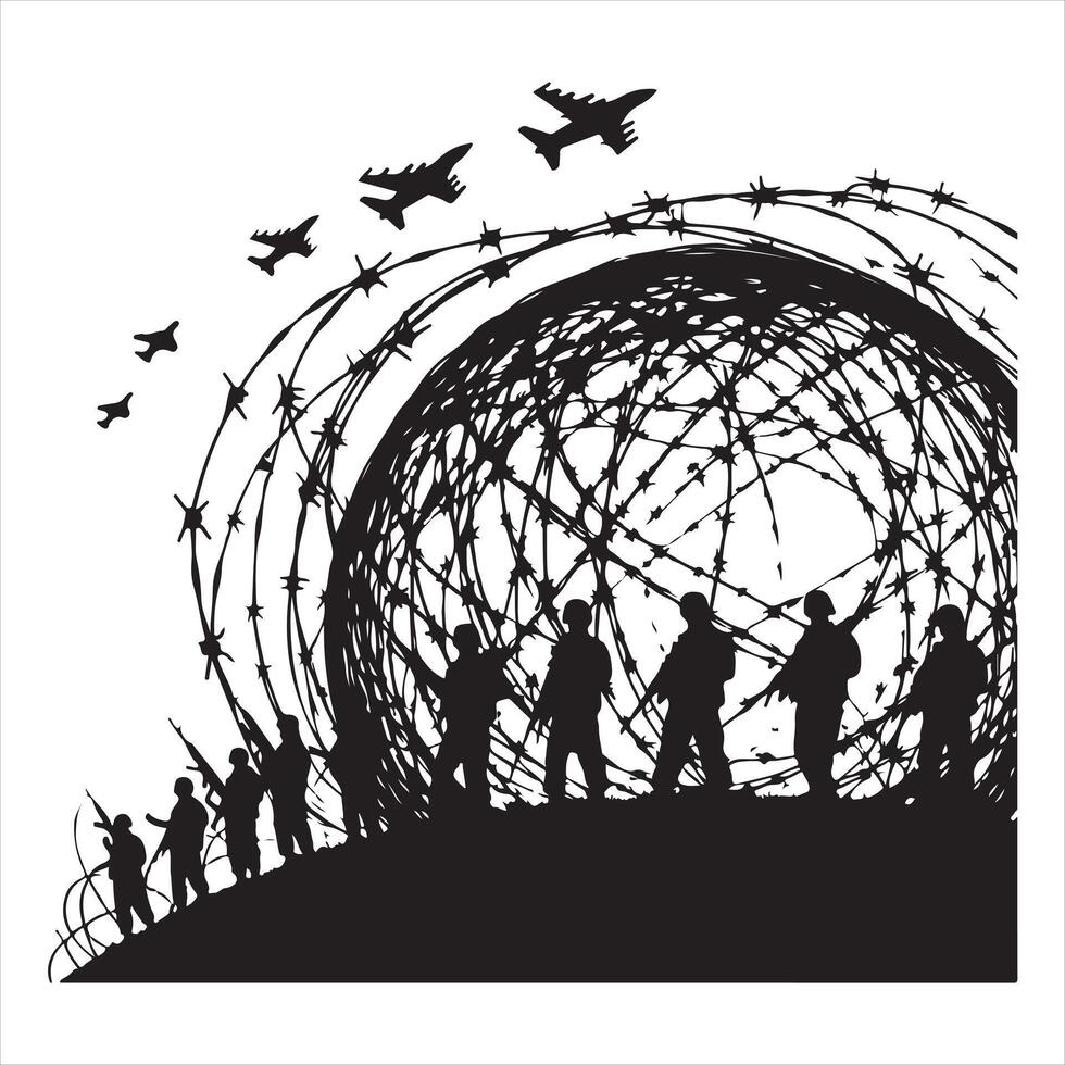 Barbed wire silhouette white background vector