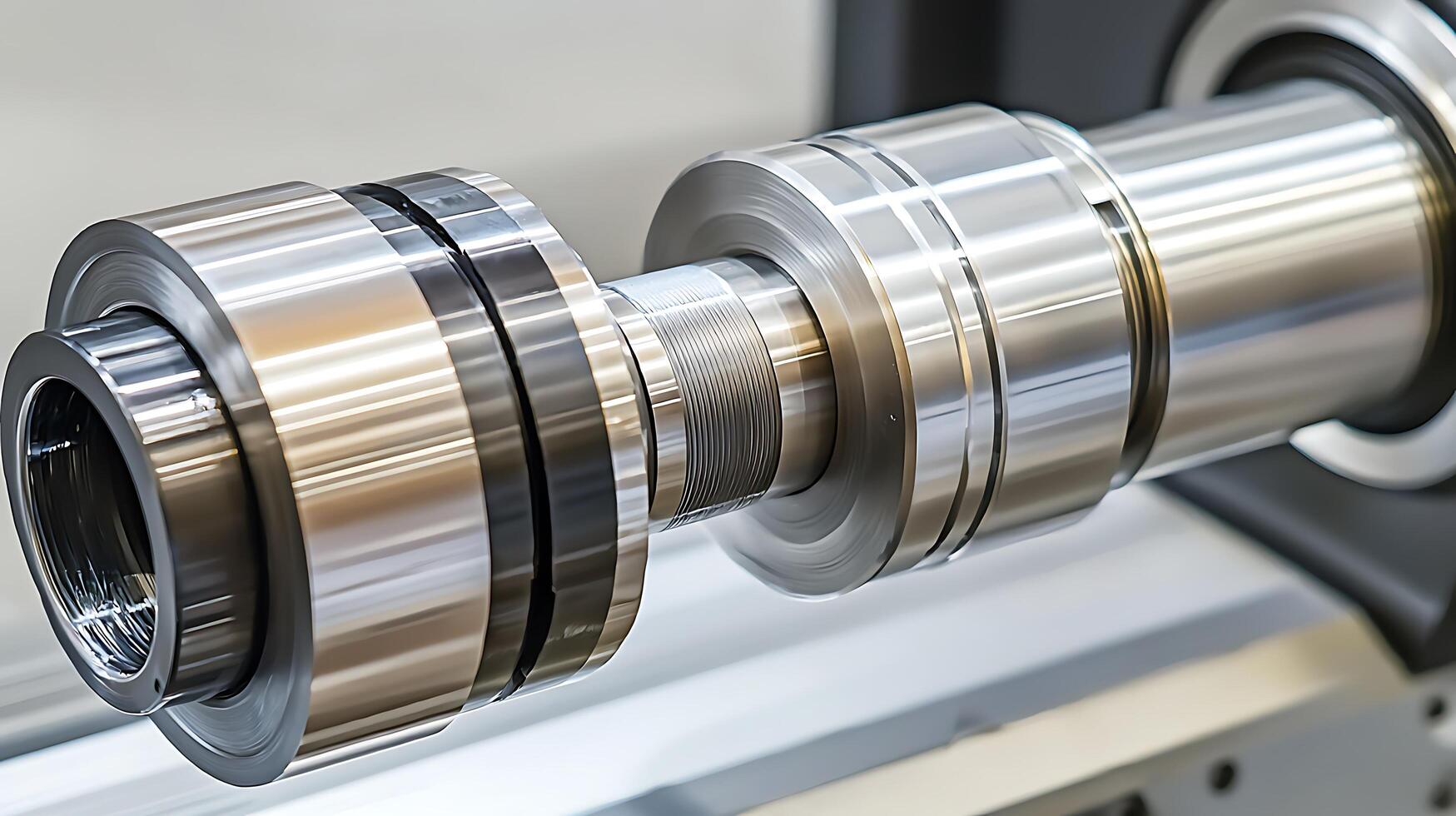 Precision Engineered Metal Component Rotating In Machine photo