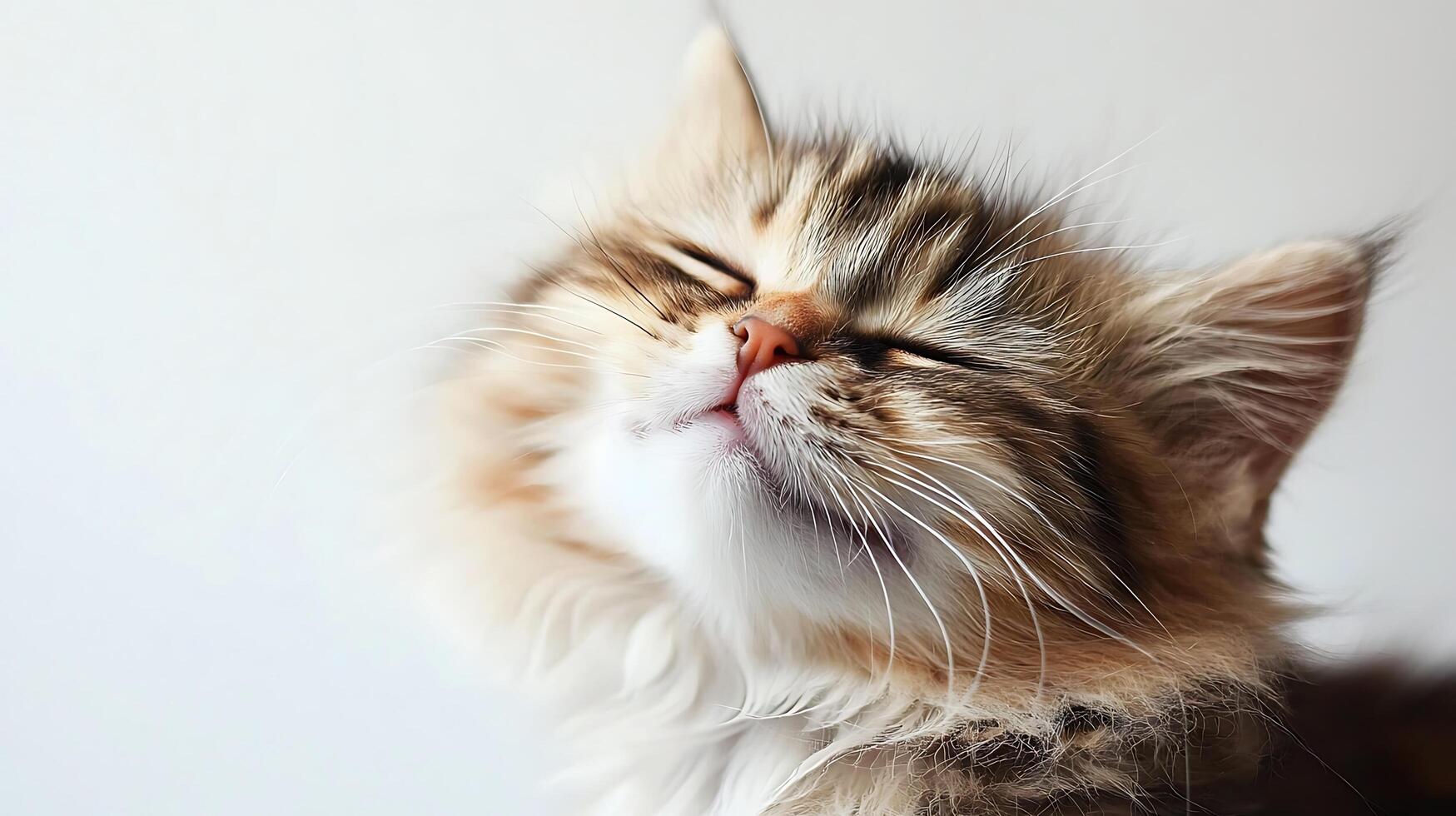 Adorable Fluffy Kitten Eyes Closed Relaxed photo