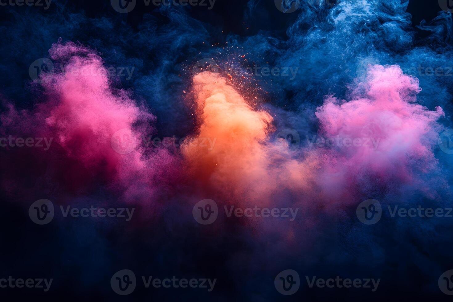 Vibrant Colorful Smoke Clouds on Dark Background for Creative Design and Art Concepts photo