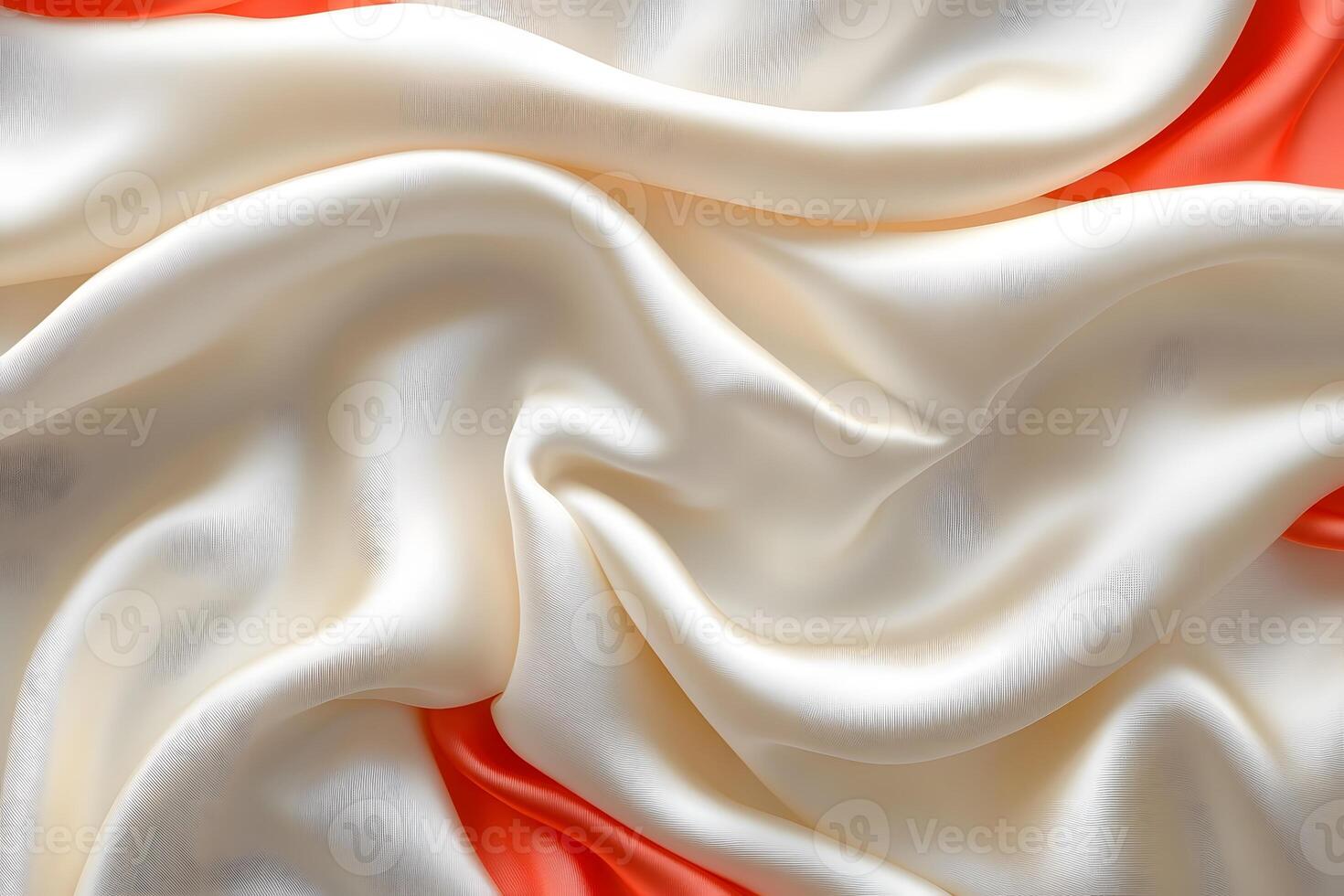 Luxurious Cream and Red Silk Fabric, Ideal for Elegant Design and Textile Projects photo