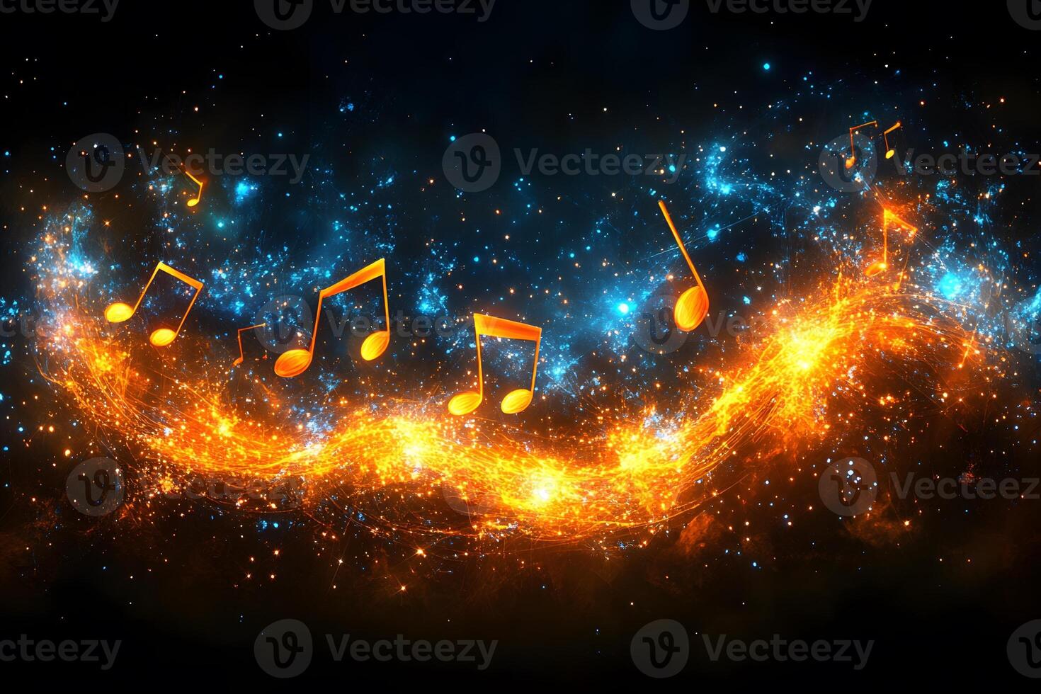 Galactic Melody Evoking Cosmic Wonder Through Music-Themed Space Art Design photo