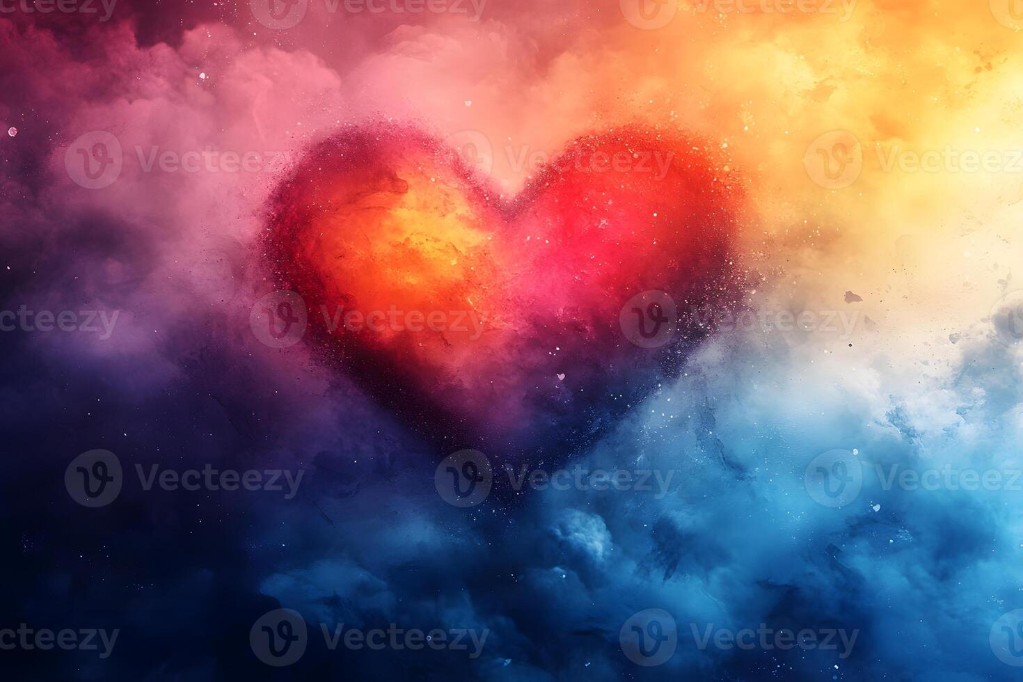Vibrant Heart Symbol in Abstract Sky for Love and Romance Themes photo