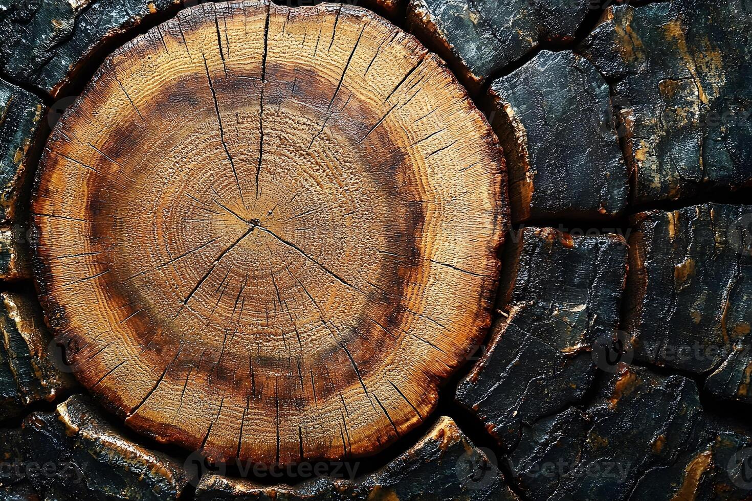 Aged Tree Ring Cross-Section for Natural Textures and Growth Patterns photo
