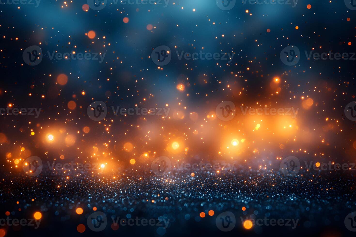 Magical Sparkling Light Particles in Blue and Orange Glow for Enchanting Designs photo
