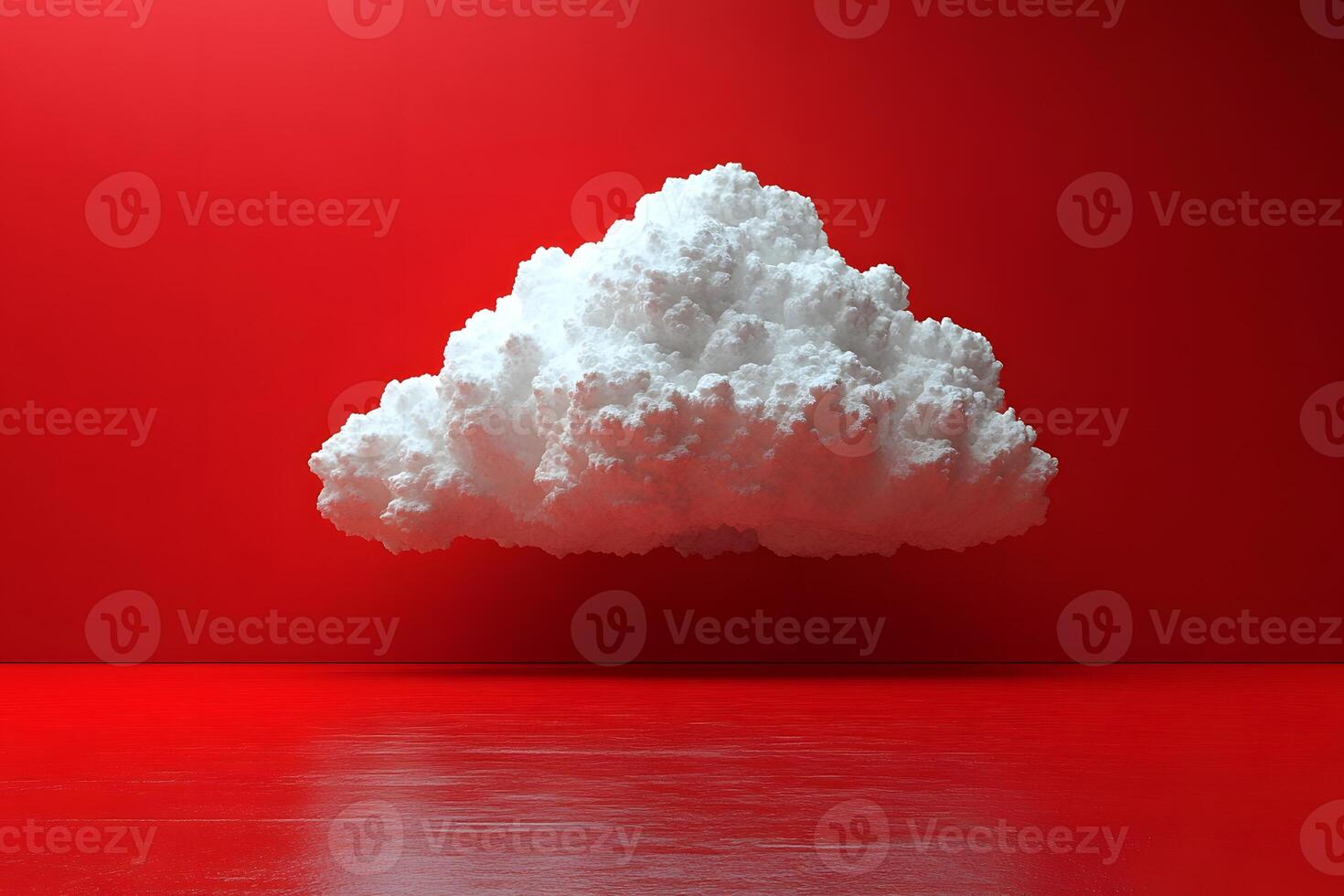 Surreal Red Interior with Floating Cloud for Modern Art and Design Concepts photo