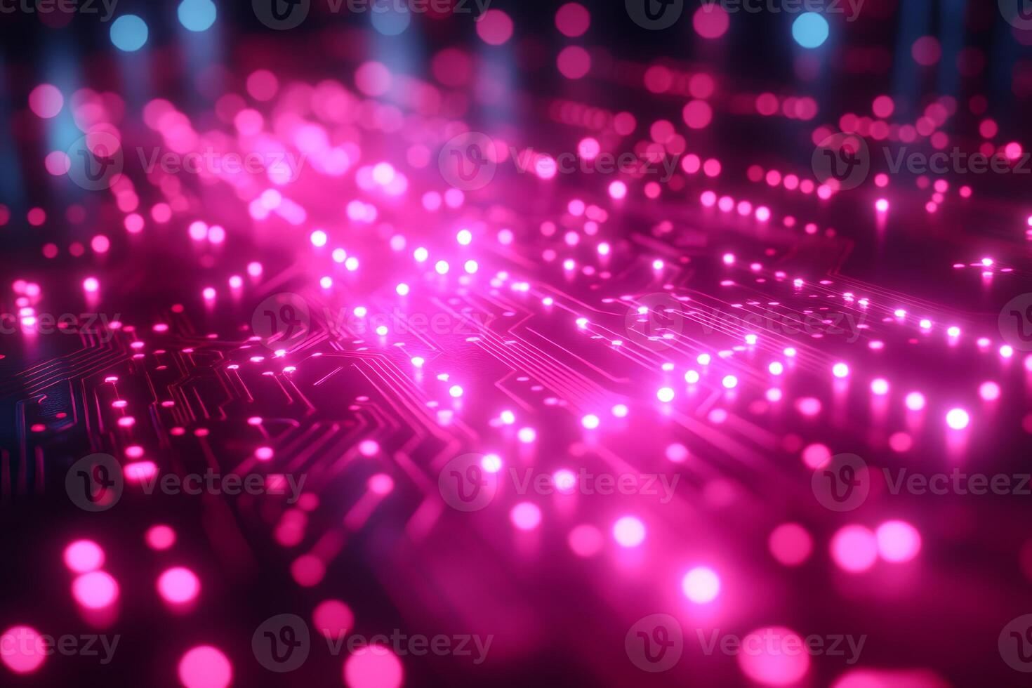 Futuristic Neural Network Circuitry with Vibrant Pink Lights for Technology Design photo