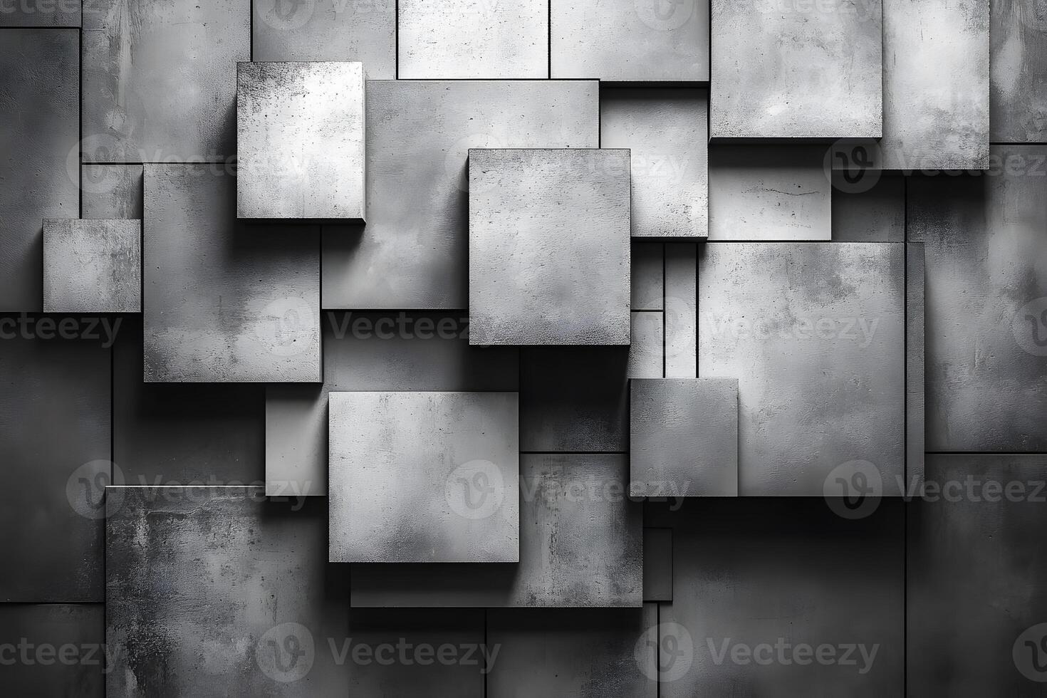 Modern Geometric Abstract Art - Industrial Style Concrete Blocks for Wall Design photo