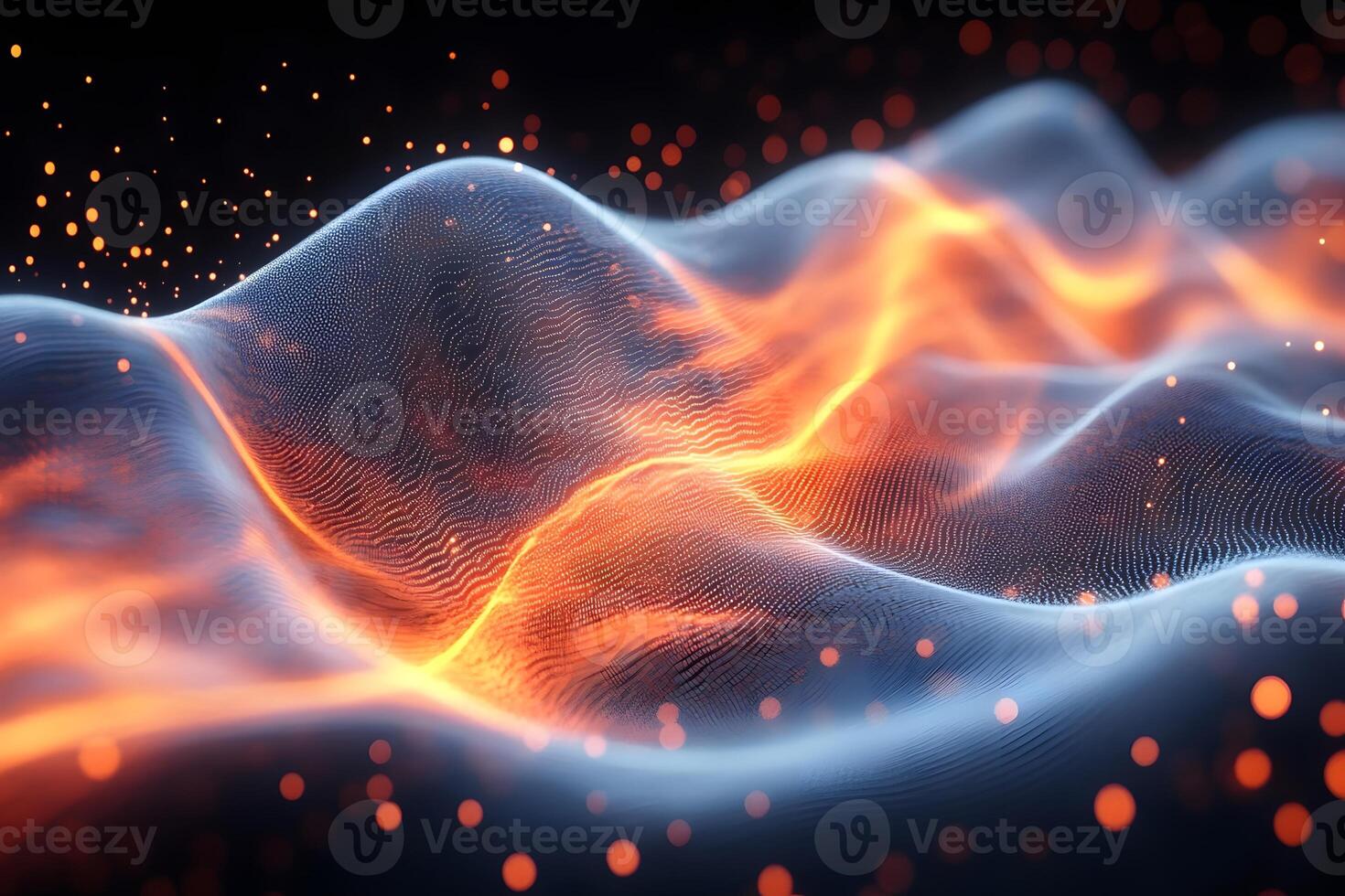 Futuristic Abstract Wave Pattern with Dynamic Glowing Lines and Particles photo