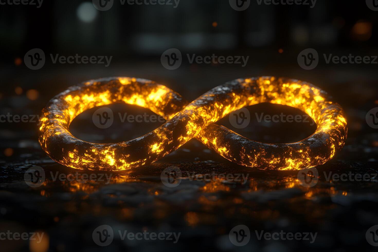 Glowing Infinity Loop in Dark Mystical Setting for Futuristic Design photo